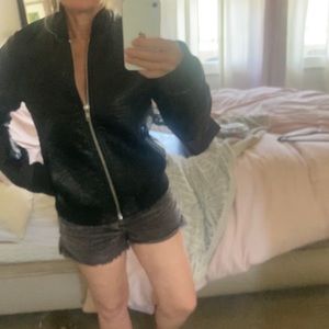 Obey Leather bomber jacket small